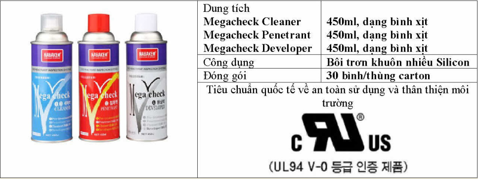 dung dịch chất kiểm tra đường hàn megac-check nabakem VNNDT
